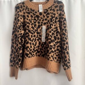 Old Navy Black and Tan Animal Print Sweater
